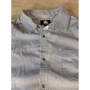 Rock Republic Men Striped Button Up Casual Shirt Size XL Blue White Cotton
